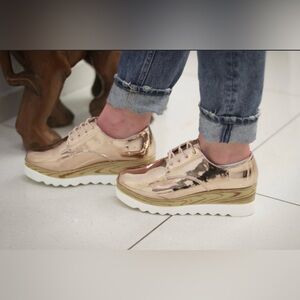 Wanted Shiny Rose Gold Platform Shoes